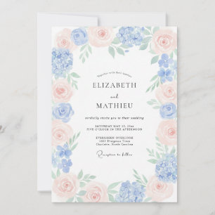Invitation Mariage Guirlande Champagne et Pervenche