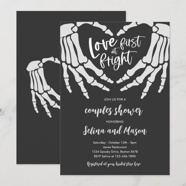 Invitation Mariage Halloween Amour Au Premier Frisson Couple (Devant / Derrière)