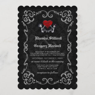 Invitation Mariage Halloween Skeletons RÉCEPTION INFO DE RETO