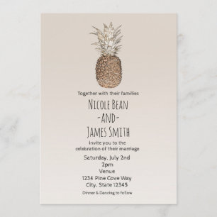 Invitation Mariage hawaïen tropical de l'ananas rustique