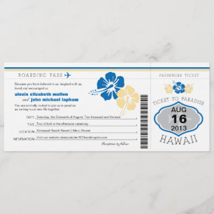Invitation Mariage Hawaii Boarding Pass