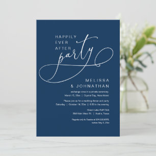 Invitation Mariage heureux après la fête d'élopement Navy In