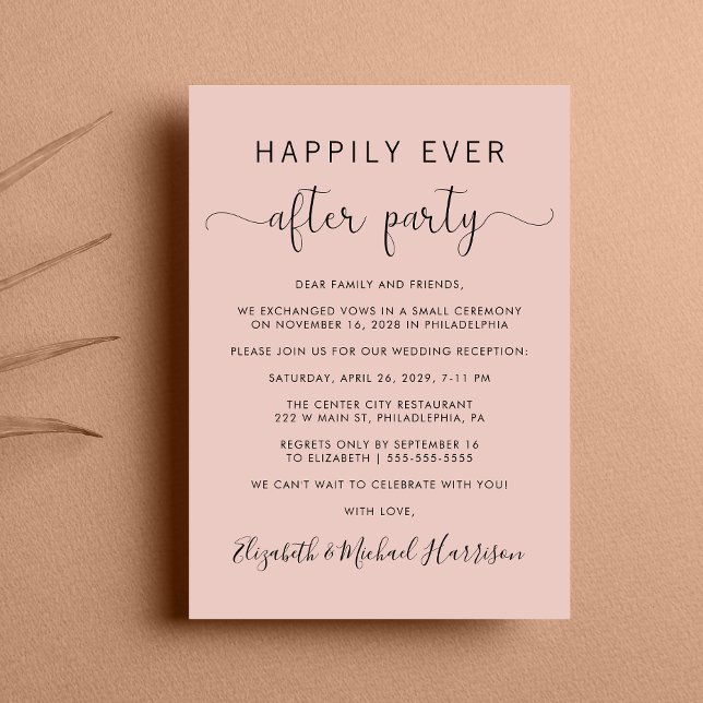 Invitation Mariage Heureux Jamais Après La Réception De Fête  (From private vows to a grand party - invite family and friends to celebrate your marriage!)