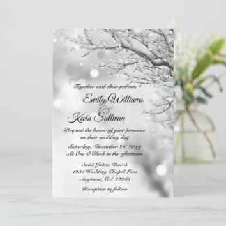 Invitation Mariage hivernal avec neige mousseuse et glace