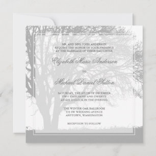 Invitation Mariage hivernal de chênes gris