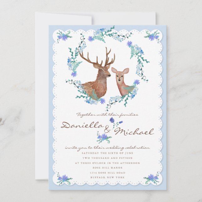 Invitation Mariage hivernal de Deers in Love Woodland (Devant)