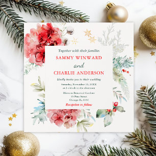 Invitation Mariage hivernal élégant avec flore et verdure