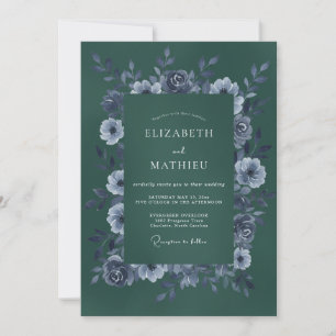 Invitation Mariage hivernal élégant de couleur vert forêt