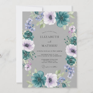 Invitation Mariage hivernal enchanteur sarcelle