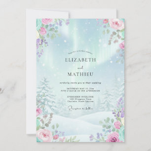 Invitation Mariage hivernal éthéré bleu glacial