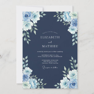 Invitation Mariage hivernal glacial Navy