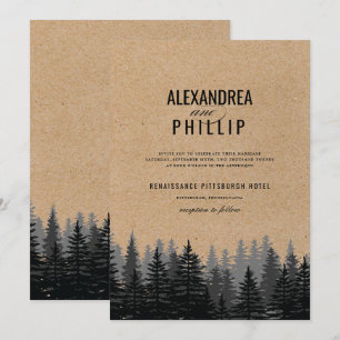 Invitation Mariage hivernal Kraft des pins russes