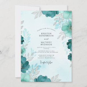 Invitation Mariage hivernal lumineux sarcelle