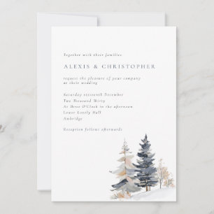 Invitation Mariage hivernal minimaliste des arbres neigeux