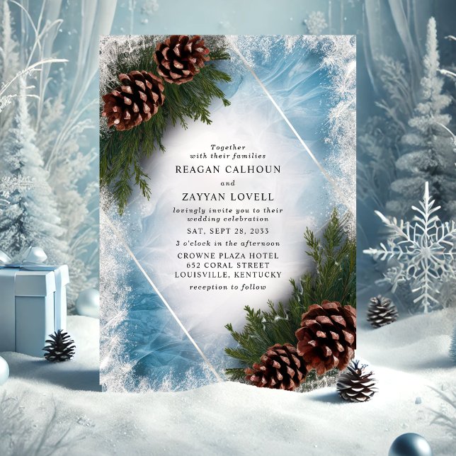 Invitation Mariage hivernal Pinecone et Frost (Créateur téléchargé)