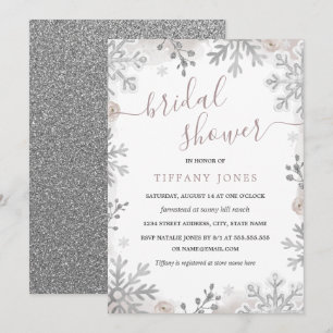 Invitation Mariage hivernal rose et argent Wonderland