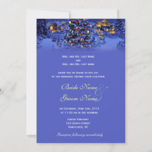 Invitation Mariage hivernal sous la neige avec un sapin de No