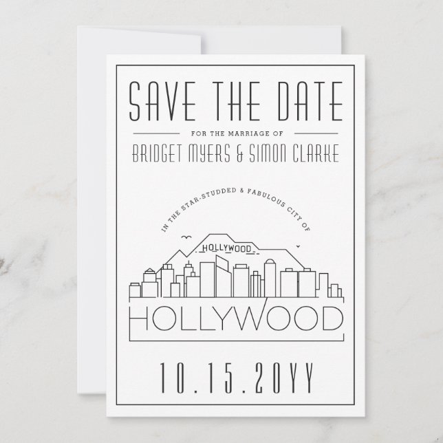 Invitation Mariage Hollywood Toile de fond stylisée Faire par (Devant)