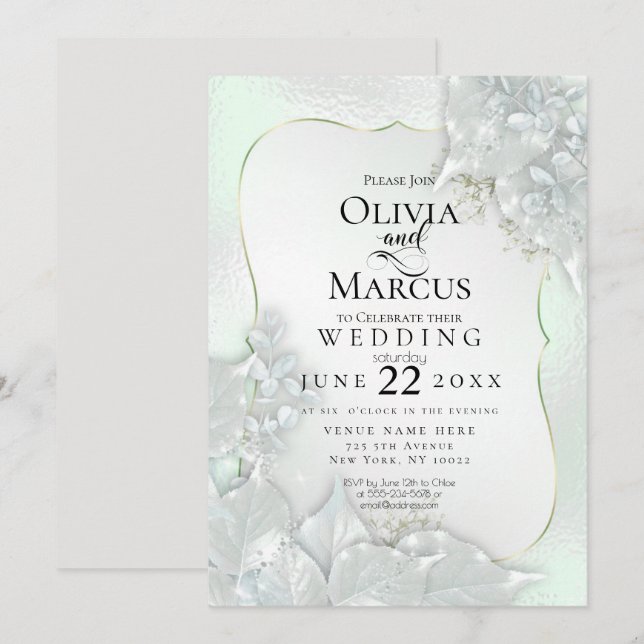 Invitation MARIAGE | Honeydew Green Pearl Shimmer (Devant / Derrière)
