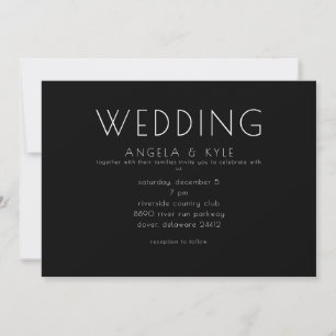 Invitation Mariage Horizontal Noir Police Moderne