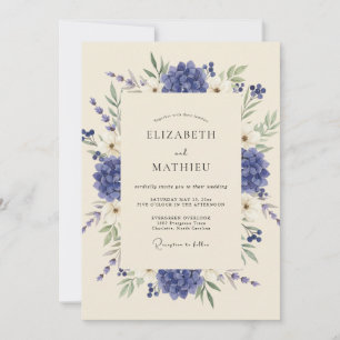 Invitation Mariage Hortensia Eucalyptus Bleuet