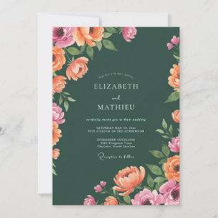 Invitation Mariage Hunter Magenta Ranunculus Eucalyptus