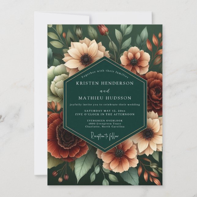 Invitation Mariage Hunter Rust Moody Bloom (Devant)