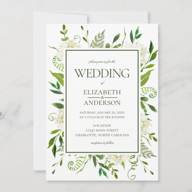 Invitation Mariage Hydrangea Blanche (Devant)