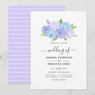 Invitation Mariage Hydrangea Bleu et Lavande Clair