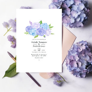 Invitation Mariage Hydrangea Bleu et Lavande Clair