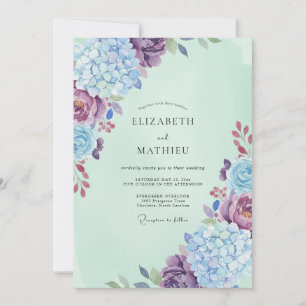 Invitation Mariage Hydrangea Eucalyptus Menthe Myosotis