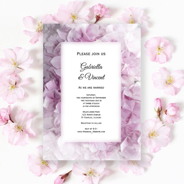 Invitation Mariage Hydrangea rose doux (Créateur téléchargé)