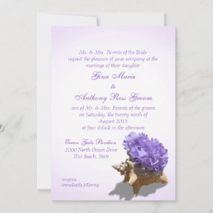 Invitation Mariage Hydrangea violet en bord de mer