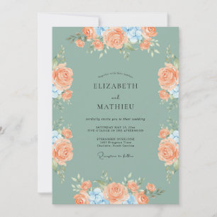 Invitation Mariage idyllique de printemps vert sauge