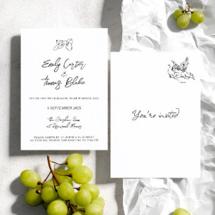Invitation Mariage Illustration Manuscrite à l'Encre Fantaisi