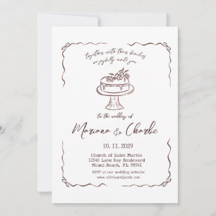 Invitation Mariage Illustré à la Main avec Fantaisie 