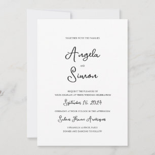 Invitation Mariage illustré avec lettre à main lunaire