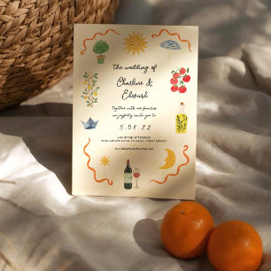 Invitation Mariage Illustré Bohème Méditerranéen