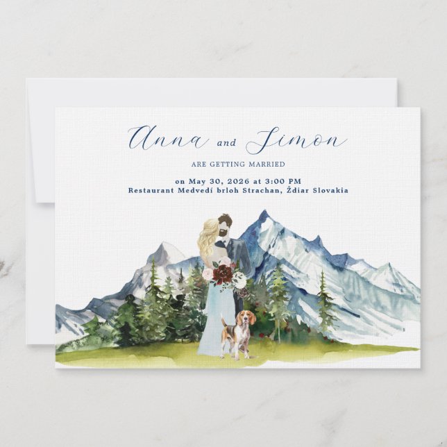 Invitation Mariage illustré de Rustic Mountain (Devant)
