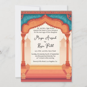 Invitation Mariage indien cadre d'architecture Inde
