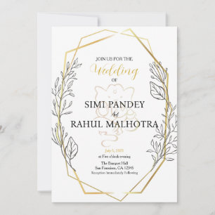 Invitation Mariage indien de cadre géométrique Fleur Pastel