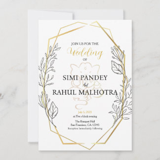 Invitation Mariage indien de cadre géométrique Fleur Pastel