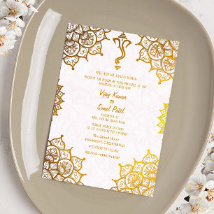Invitation Mariage indien Golden Elements Image personnalisée