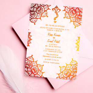 Invitation Mariage indien Golden Elements Image personnalisée