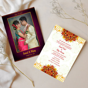 Invitation Mariage indien hindou Couple Image Chakra Design