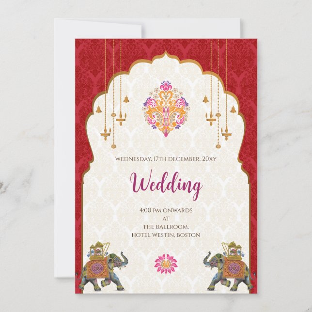 Invitation Mariage indien hindou numérique (Devant)