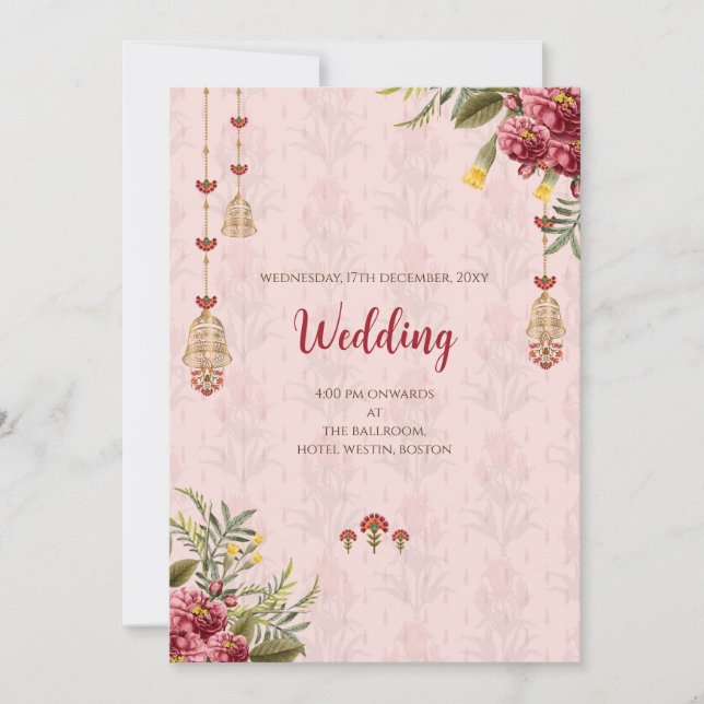 Invitation Mariage indien hindou numérique (Devant)