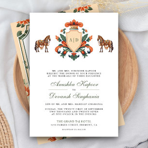 Invitation Mariage indien hindou Royal Crest Vintage