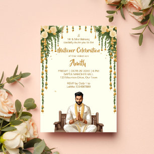 Invitation Mariage indien Matikoor Haldi marié modèle