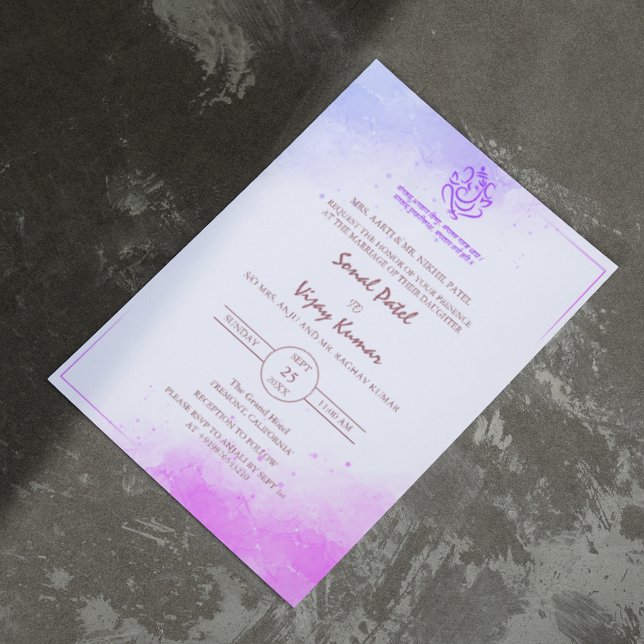 Invitation Mariage indien moderne et hindou Ganesha Logo viol (Créateur téléchargé)